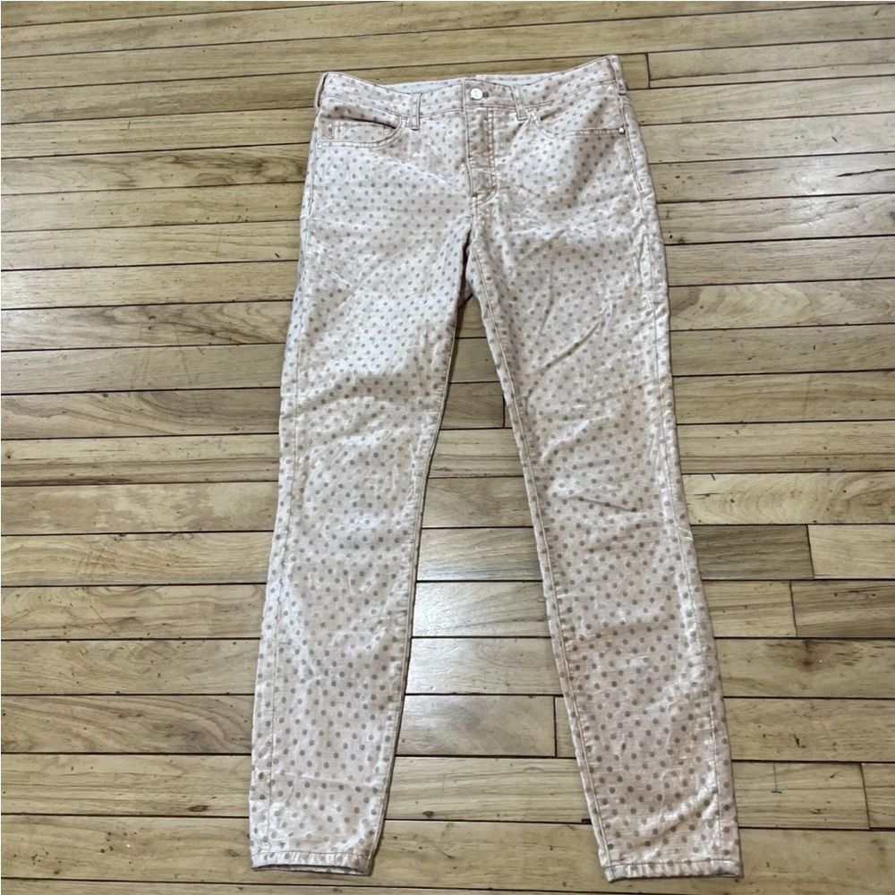 Pilcro and the Letterpress Anthropologie Pants 28 Velour Dot High Rise Skinny
